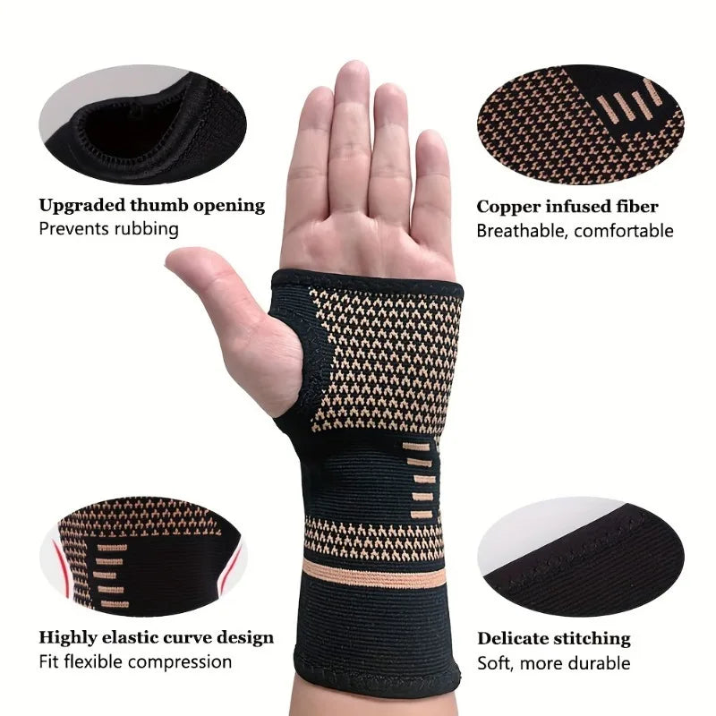 Copper Fiber Wrist Brace  Elastic Wristband