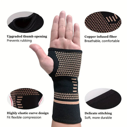 Copper Fiber Wrist Brace  Elastic Wristband
