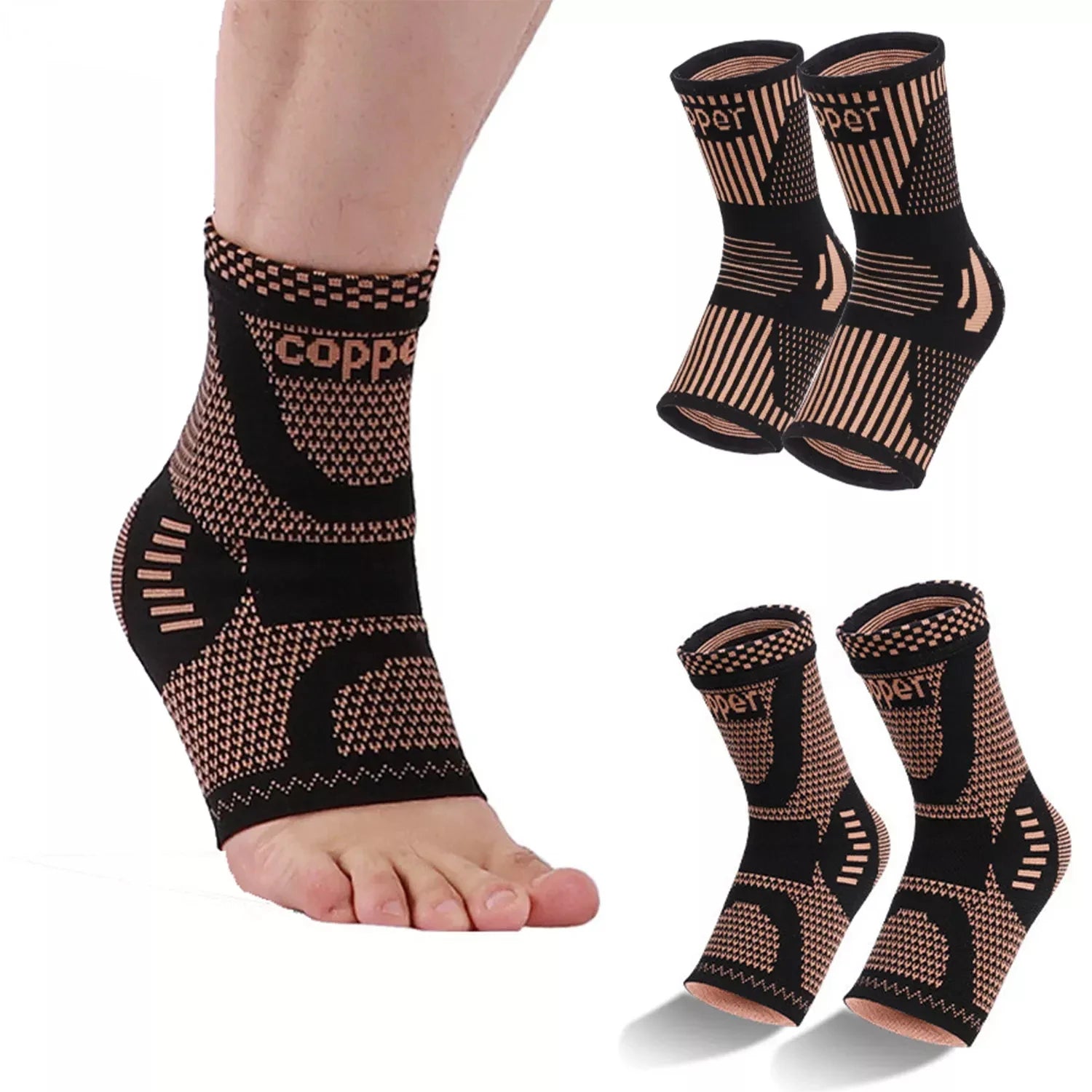 1PC Compression Support Copper Ankle Brace